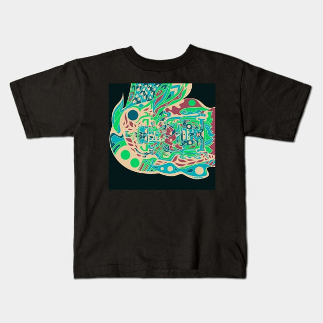 palenque in space with mayan astronaut ecopop Kids T-Shirt by jorge_lebeau